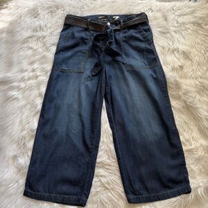 Seven7 Wide Leg Cropped Lightweight Jeans High Rise Dark Wash Women’s Size 12